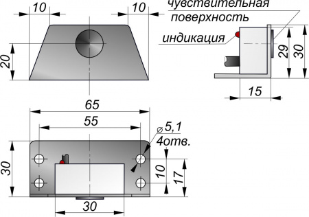 Датчик бесконтактный индуктивный ИУ6-NO-PNP