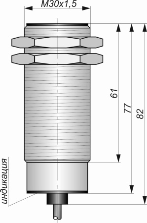 Датчик индуктивный бесконтактный И25-NO-PNP(Л63, Lкорп=75мм)